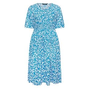 Limited Collection YOURS Curve Blue Floral Print Linen Midaxi Dress Size 16 NWT